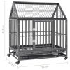Jaula para cães com rodas e telhado aço 92x62x106 cm - Image 8