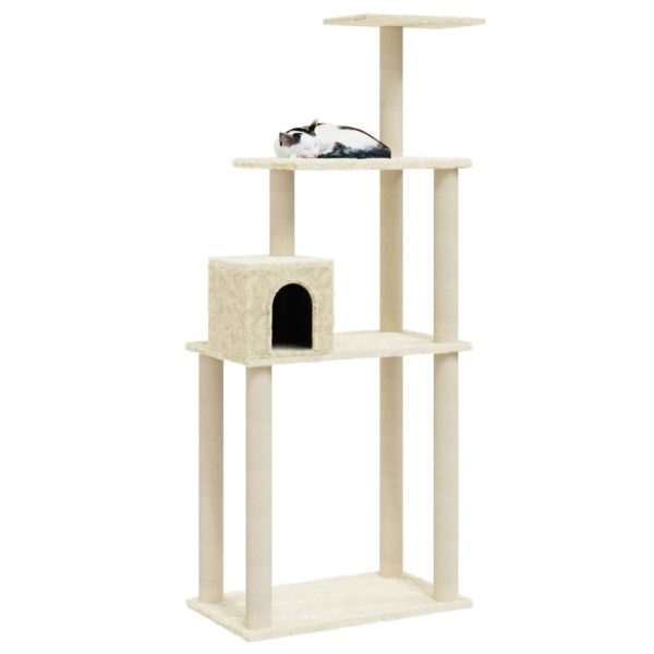 Árvore para gatos c/ postes arranhadores sisal 147 cm cor creme - Image 3