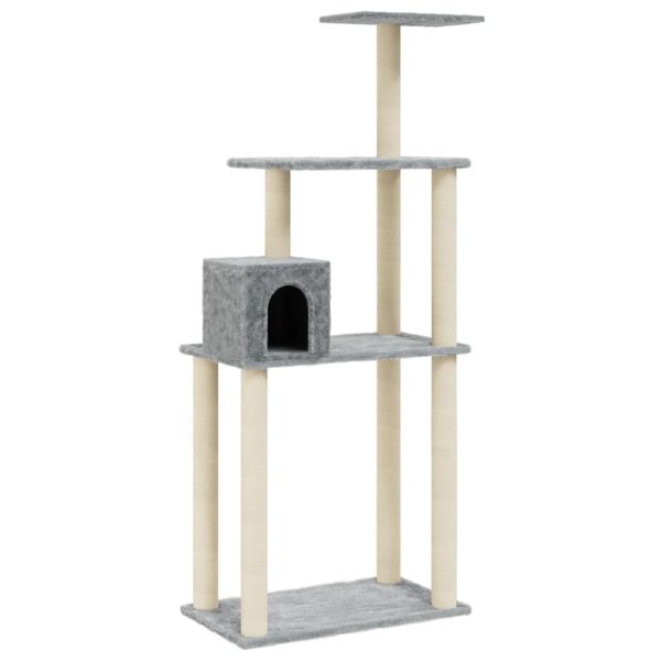Árvore p/ gatos c/ postes arranhadores sisal 147cm cinza-claro - Image 2