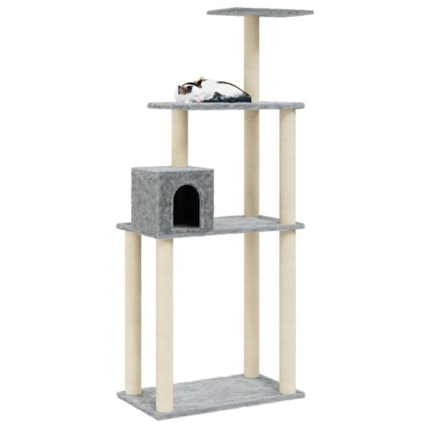 Árvore p/ gatos c/ postes arranhadores sisal 147cm cinza-claro - Image 3