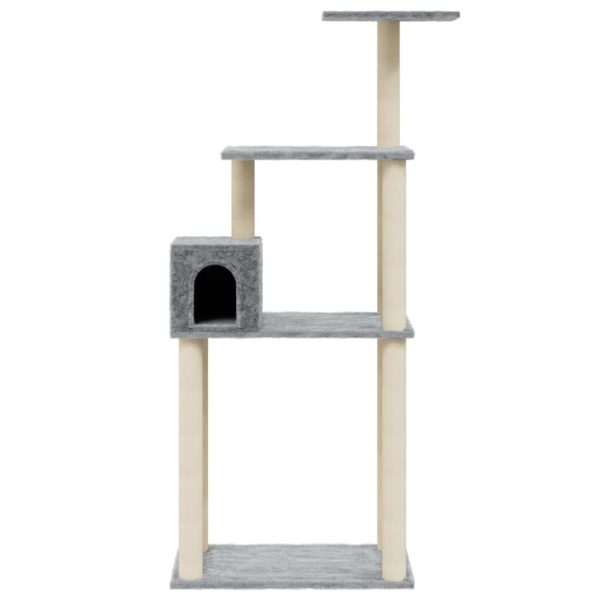Árvore p/ gatos c/ postes arranhadores sisal 147cm cinza-claro - Image 4