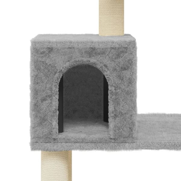 Árvore p/ gatos c/ postes arranhadores sisal 147cm cinza-claro - Image 7