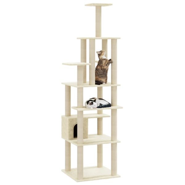 Árvore para gatos c/ postes arranhadores sisal 183 cm cor creme - Image 3