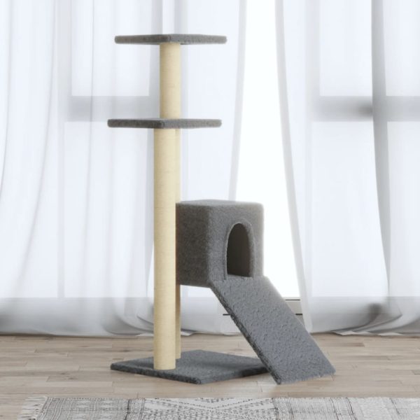 Árvore p/ gatos c/ postes arranhadores sisal 92 cm cinza-claro