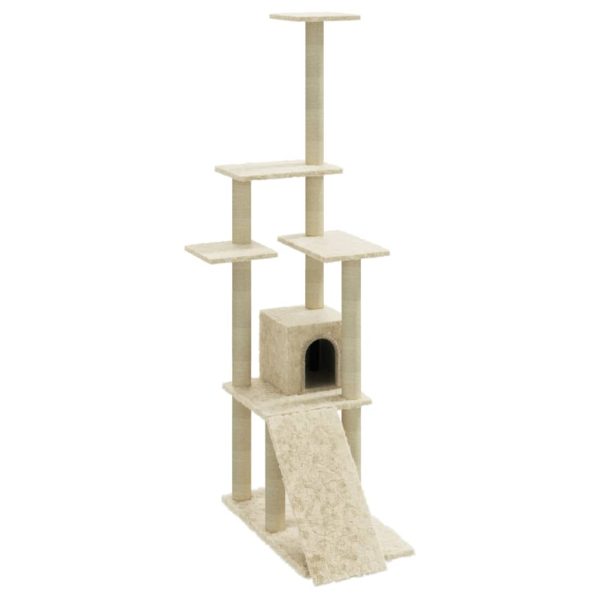 Árvore para gatos c/ postes arranhadores sisal 155 cm cor creme - Image 2