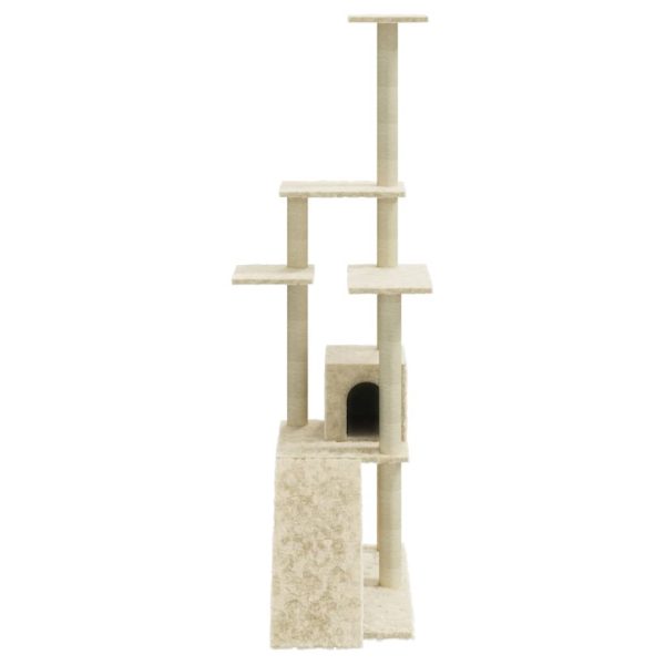 Árvore para gatos c/ postes arranhadores sisal 155 cm cor creme - Image 5