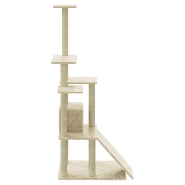 Árvore para gatos c/ postes arranhadores sisal 155 cm cor creme - Image 6