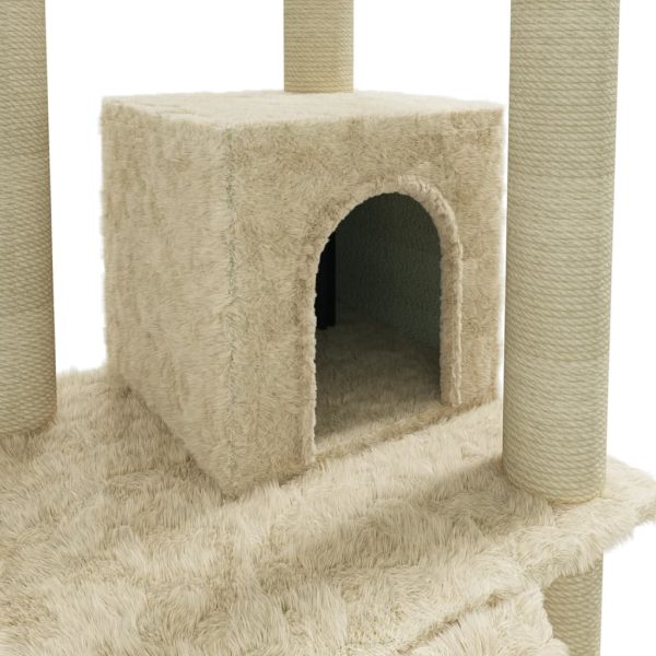 Árvore para gatos c/ postes arranhadores sisal 155 cm cor creme - Image 7