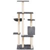 Árvore p/ gatos c/ postes arranhadores sisal 142cm cinza-escuro - Image 4