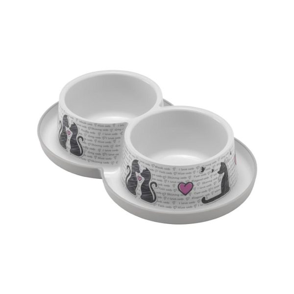 MODERNA COMEDERO TRENDY DINNER PERRO DOBLE CATS IN LOVE 2 x 350 ml