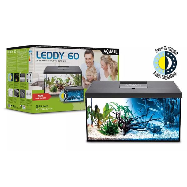 AQUAEL ACUARIO COMPLETO LEDDY PLUS NEGRO DAY&NIGHT (60 ( 60 x 30 x 30 CM ) 54 LT)