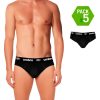 SET DE 5 SLIPS HOMBRE NEGRO 100% ALGODÓN
