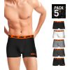 SET DE 5 BOXERS BOXER KTM MICROFIBRA 60% POLIÉSTER 35% ALGODON 5% ELASTANO MULTICOLOR NEGROS CON CINTURA NARANJA