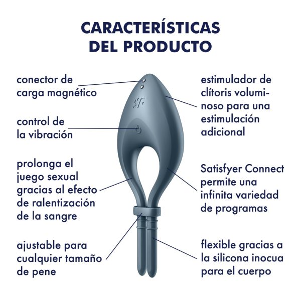 ANEL VIBRATÓRIO BULLSEYE COM APP SATISFYER AZUL ESCURO - Image 6