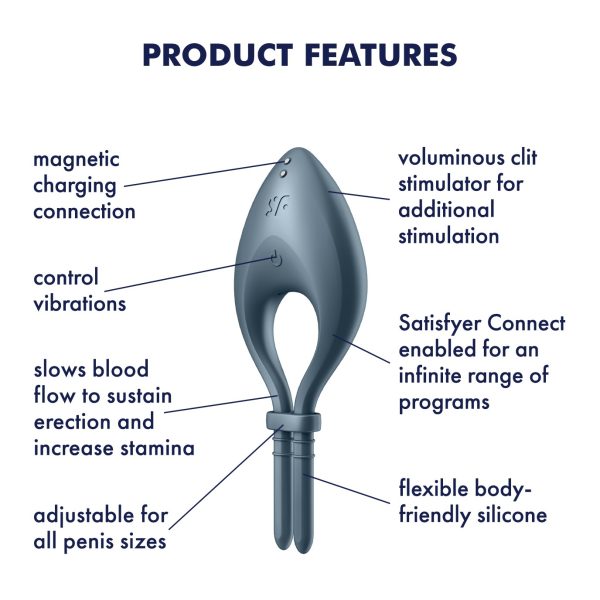 ANEL VIBRATÓRIO BULLSEYE COM APP SATISFYER AZUL ESCURO - Image 7
