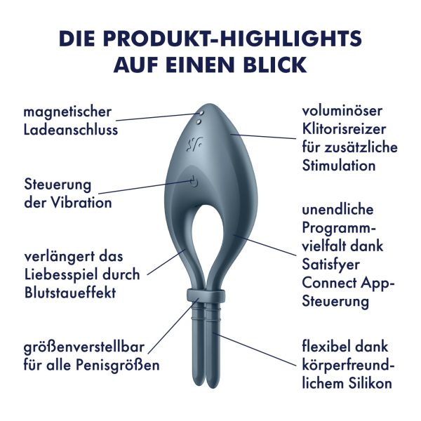 ANEL VIBRATÓRIO BULLSEYE COM APP SATISFYER AZUL ESCURO - Image 8