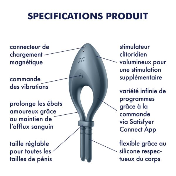 ANEL VIBRATÓRIO BULLSEYE COM APP SATISFYER AZUL ESCURO - Image 9