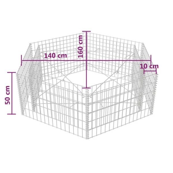 Canteiro elevado/cesto gabião hexagonal 160x140x50 cm - Image 5