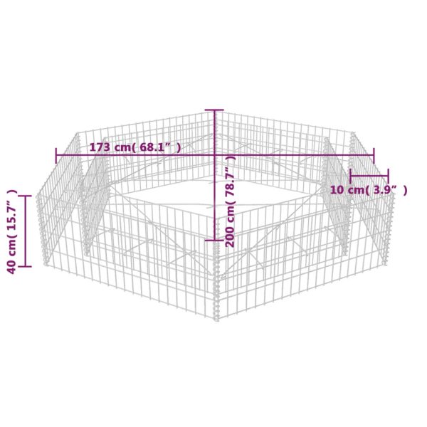 Canteiro elevado/cesto gabião hexagonal 200x173x40 cm - Image 5