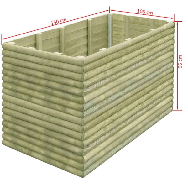 Canteiro elevado p/ jardim 150x106x96 cm pinho impregnado 19mm - Image 4