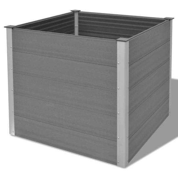 Canteiro elevado para jardim WPC 100x100x91 cm cinzento - Image 3