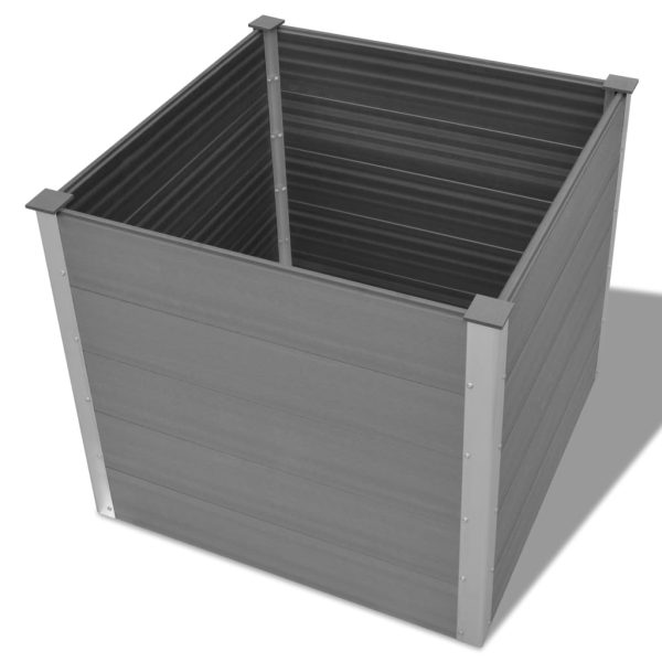 Canteiro elevado para jardim WPC 100x100x91 cm cinzento - Image 4