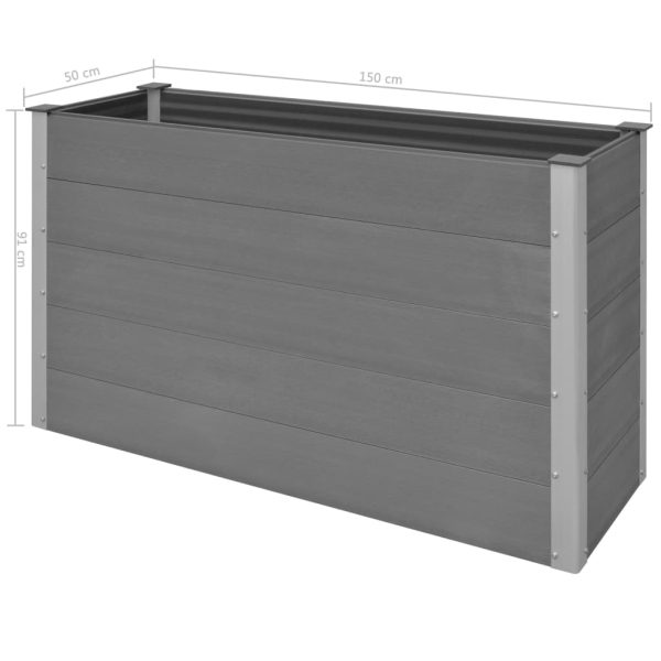 Canteiro elevado para jardim WPC 150x50x91 cm cinzento - Image 8