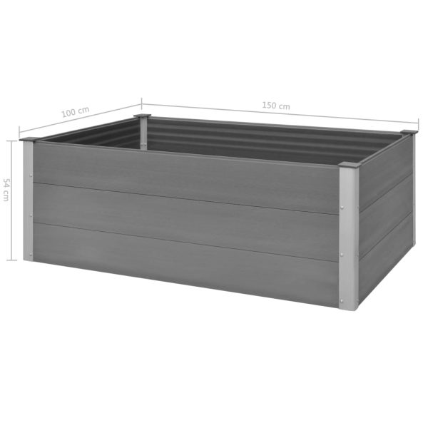 Canteiro elevado para jardim WPC 150x100x54 cm cinzento - Image 8