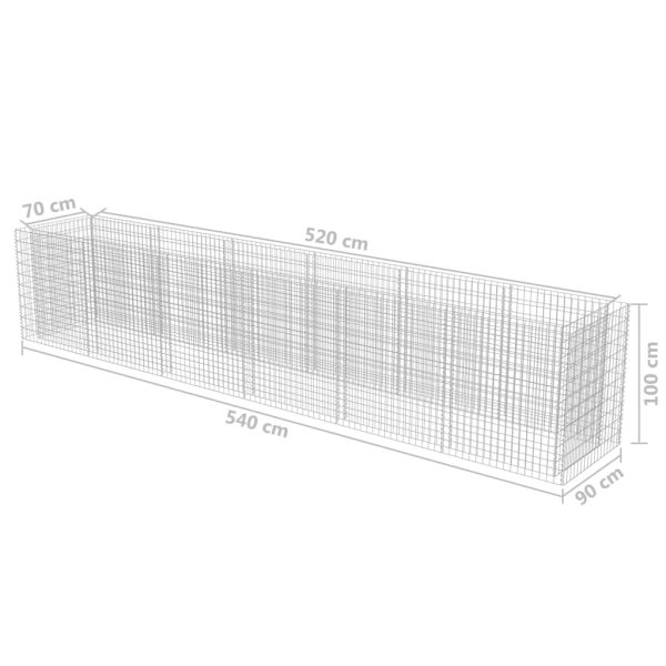 Canteiro elevado/cesto gabião 540x90x100 cm aço galvanizado - Image 8