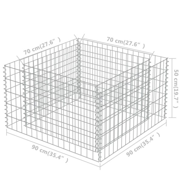 Canteiro elevado/cesto gabião 90x90x50 cm aço galvanizado - Image 7