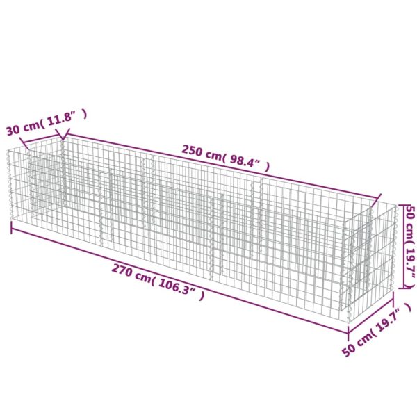 Canteiro elevado/cesto gabião 270x50x50 cm aço galvanizado - Image 8