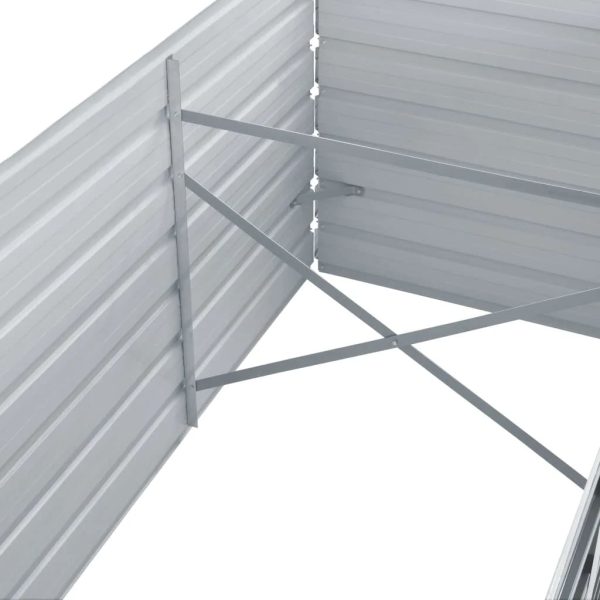 Canteiro elevado de jardim aço galvanizado 240x80x77cm cinzento - Image 5