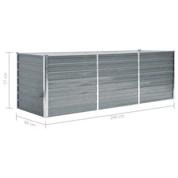 Canteiro elevado de jardim aço galvanizado 240x80x77cm cinzento - Image 7