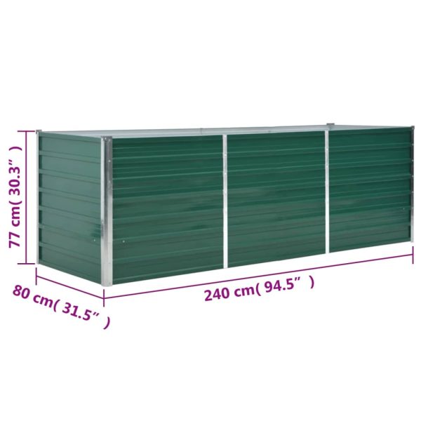 Canteiro elevado de jardim aço galvanizado 240x80x77 cm verde - Image 7