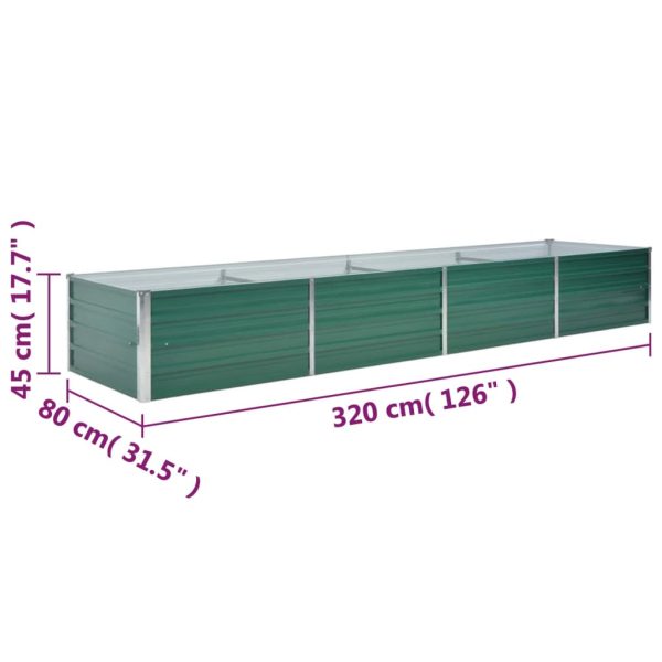 Canteiro elevado de jardim aço galvanizado 320x80x45 cm verde - Image 7