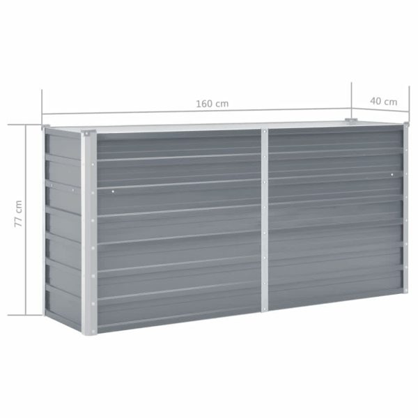Canteiro elevado de jardim aço galvanizado 160x40x77cm cinzento - Image 7