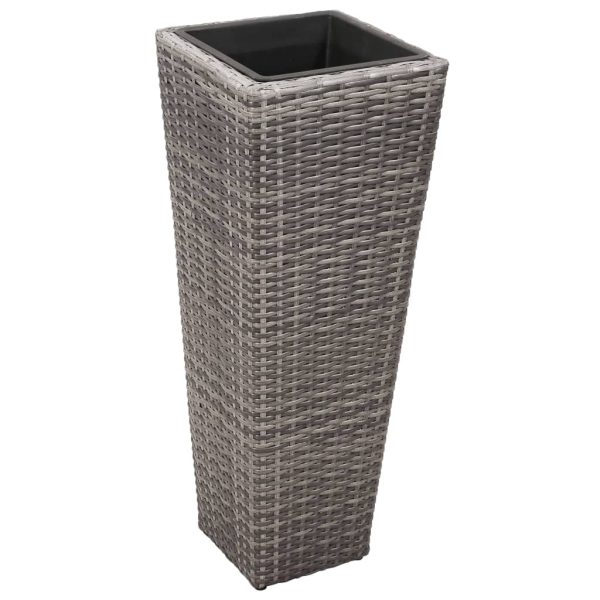 Vasos/floreiras de jardim elevados 3 pcs vime PE cinzento - Image 3