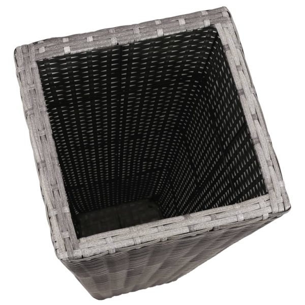 Vasos/floreiras de jardim elevados 3 pcs vime PE cinzento - Image 6