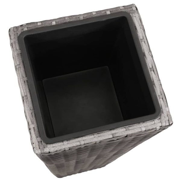 Vasos/floreiras de jardim elevados 3 pcs vime PE cinzento - Image 7