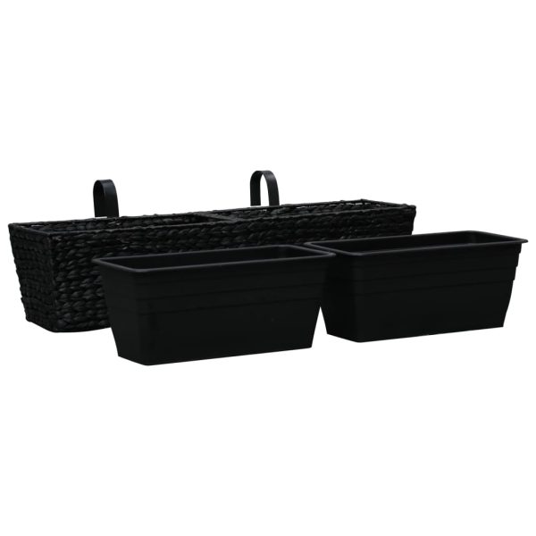 Vasos/floreiras para jardim 2 pcs jacinto de água preto - Image 3
