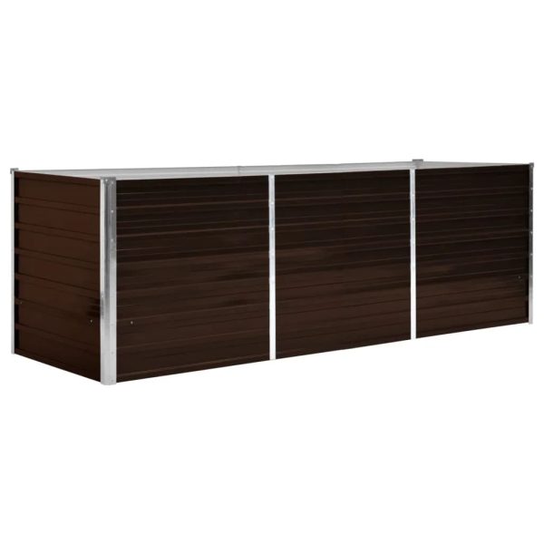 Canteiro elevado de jardim aço galvanizado 240x80x77cm castanho - Image 2