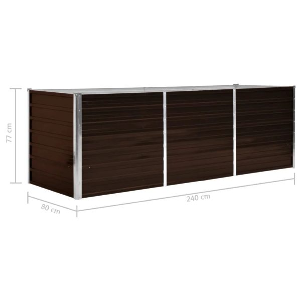Canteiro elevado de jardim aço galvanizado 240x80x77cm castanho - Image 7