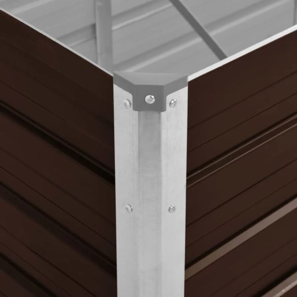 Canteiro elevado de jardim aço galvanizado 240x80x45cm castanho - Image 5