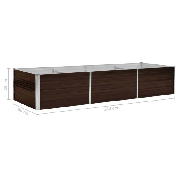 Canteiro elevado de jardim aço galvanizado 240x80x45cm castanho - Image 7