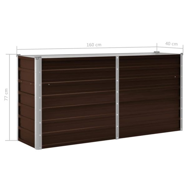 Canteiro elevado de jardim aço galvanizado 160x40x77cm castanho - Image 7