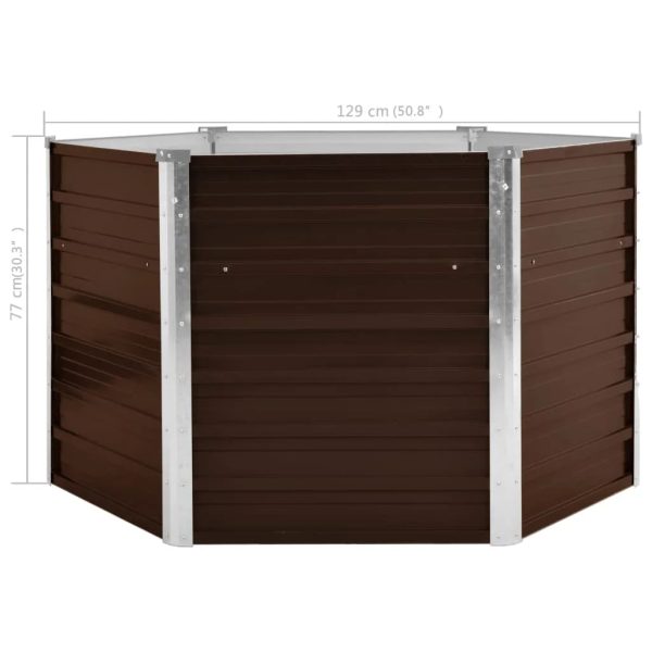 Canteiro elevado jardim aço galvanizado 129x129x77 cm castanho - Image 5