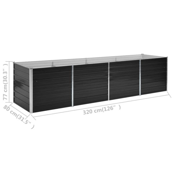 Canteiro elevado jardim aço galvanizado 320x80x77 cm antracite - Image 7