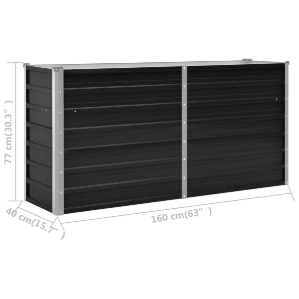 Canteiro elevado jardim aço galvanizado 160x40x77cm antracite - Image 7