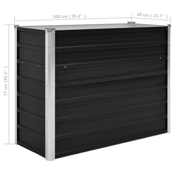 Canteiro elevado jardim aço galvanizado 100x40x77 cm antracite - Image 7