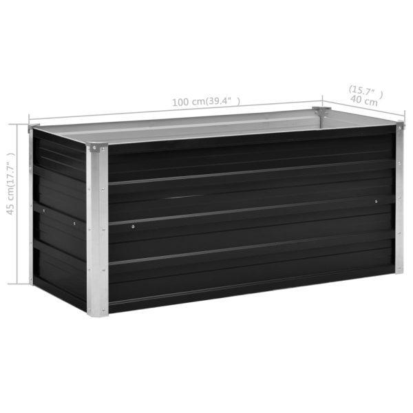 Canteiro elevado jardim aço galvanizado 100x40x45 cm antracite - Image 7